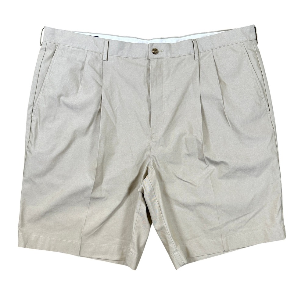 NWT Paul Fredrick Mens Khaki Supima Cotton Classic Fit Shorts Size 44